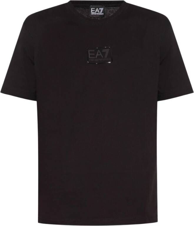 Emporio Armani EA7 Heren T-shirt met ton sur ton logo Black Heren