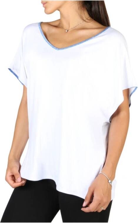 Emporio Armani EA7 Dames Logo Detail Wijde Hals T-shirt White Dames