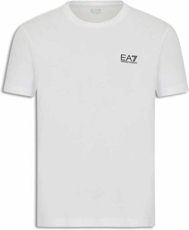 Emporio Armani EA7 Witte katoenen T-shirt met lange mouwen en EA7-logo White Heren