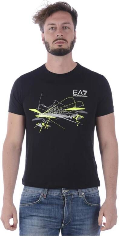 Emporio Armani EA7 Logo Print Casual T-Shirt Black Heren