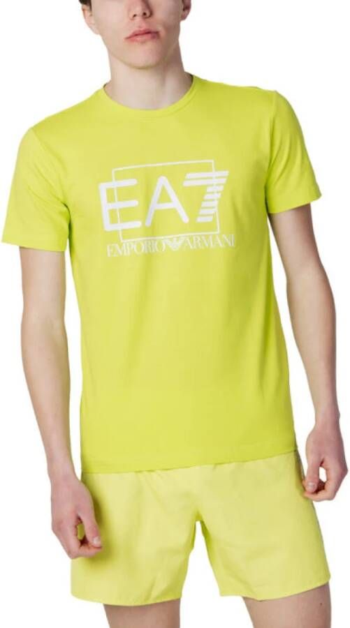 Emporio Armani EA7 Groene Print Patroon T-shirt voor Mannen Green Heren