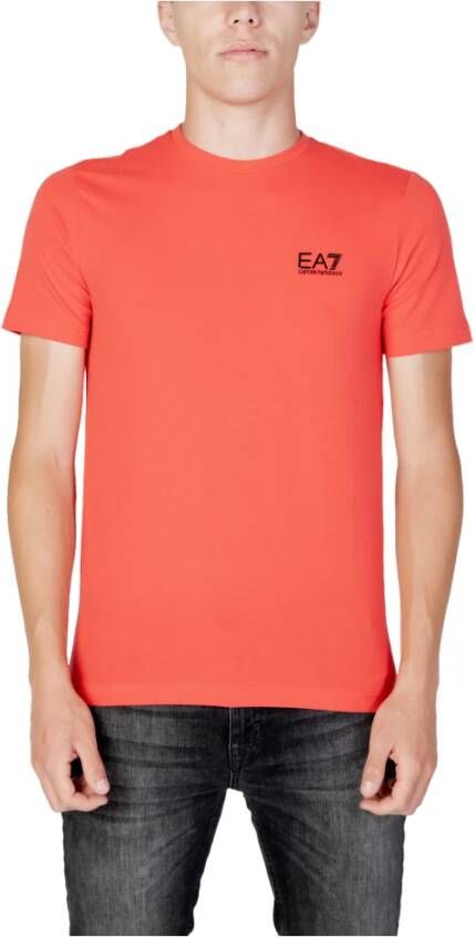 Emporio Armani EA7 Rode effen ronde hals T-shirt voor heren Red Heren