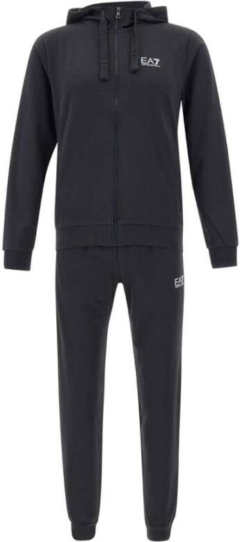 Emporio Armani EA7 Core French Terry Hooded Tracksuit Navy- Heren Navy
