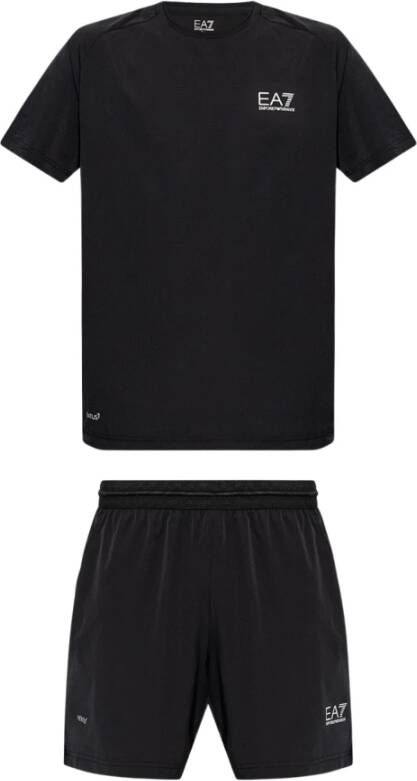Emporio Armani EA7 Back Print T-Shirt Shorts Set Black- Heren Black