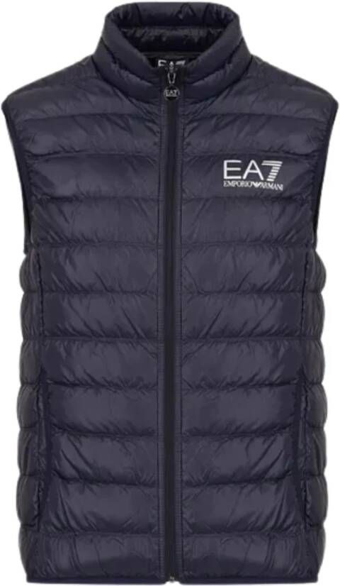 Emporio Armani EA7 Gedrukt Logo Donzen Vest voor Heren Blauw Heren - Foto 3