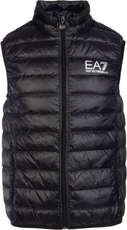 Emporio Armani EA7 Gedrukt Logo Donzen Vest voor Heren Zwart Heren