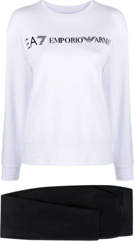 Emporio Armani EA7 Witte Logo-Print Sweater Set White Dames