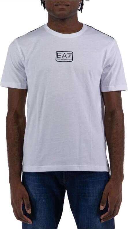 Emporio Armani EA7 Heren T-shirt van katoen met logo Wit Heren