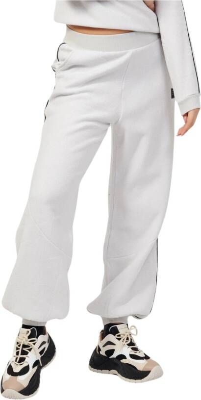 Emporio Armani EA7 Witte sweatpants met elastische taille en enkels White Dames