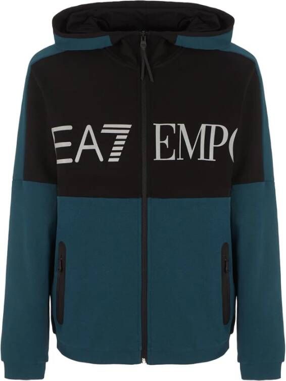Emporio Armani EA7 Zip door jas Blauw Heren