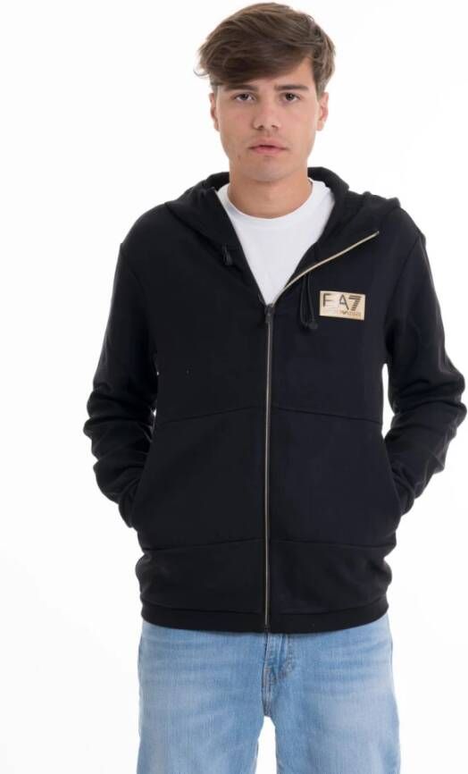 Emporio Armani EA7 Heren Zip Hoodie Moderne Stijl Black Heren