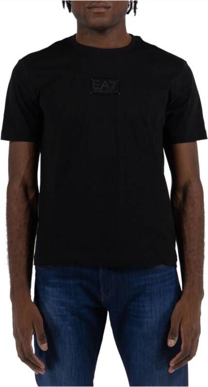 Emporio Armani EA7 Heren T-shirt met ton sur ton logo Black Heren