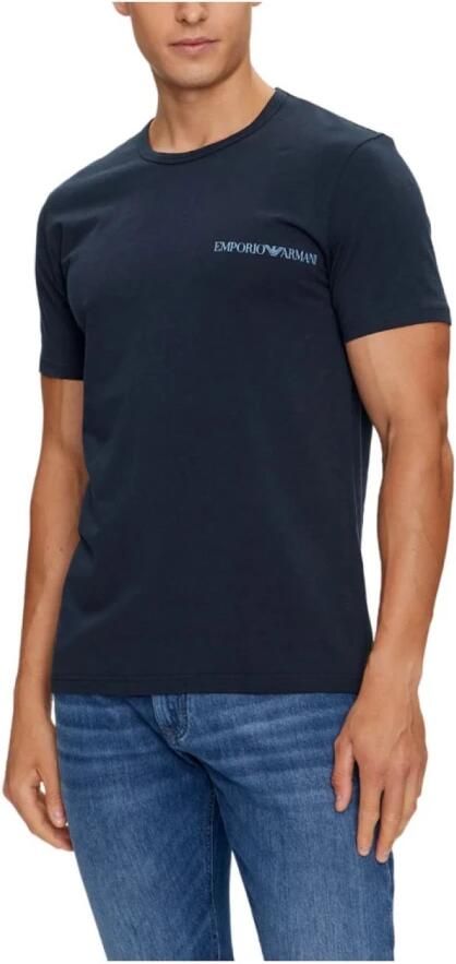 Emporio Armani 2-Pack Stretch Katoenen T-shirts Blauw Multicolor Heren