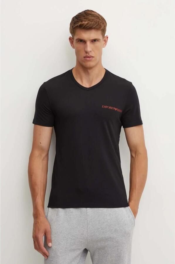 Emporio Armani 2-Pack V-hals T-shirts Zwart Black Heren
