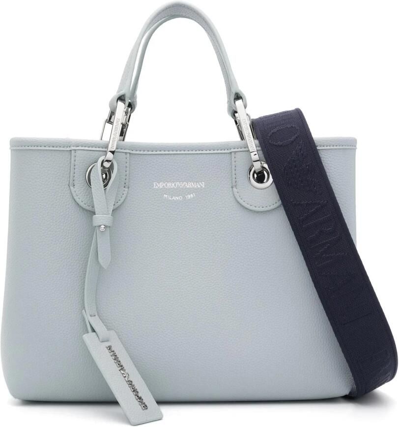 Emporio Armani Blauwe Shoppingtas met Verstelbare Band en Logo Belettering Blue Dames