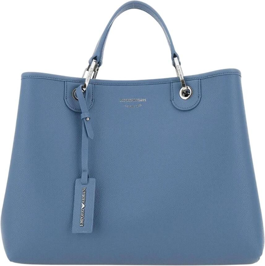 Emporio Armani Bedrukte Hertenleren Tas met Logo Blue Dames