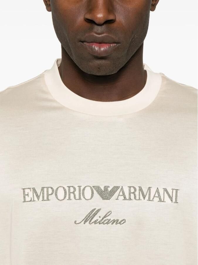 Emporio Armani Minimal Crewneck T-shirt Ivory Grey Logo White Heren - Foto 4