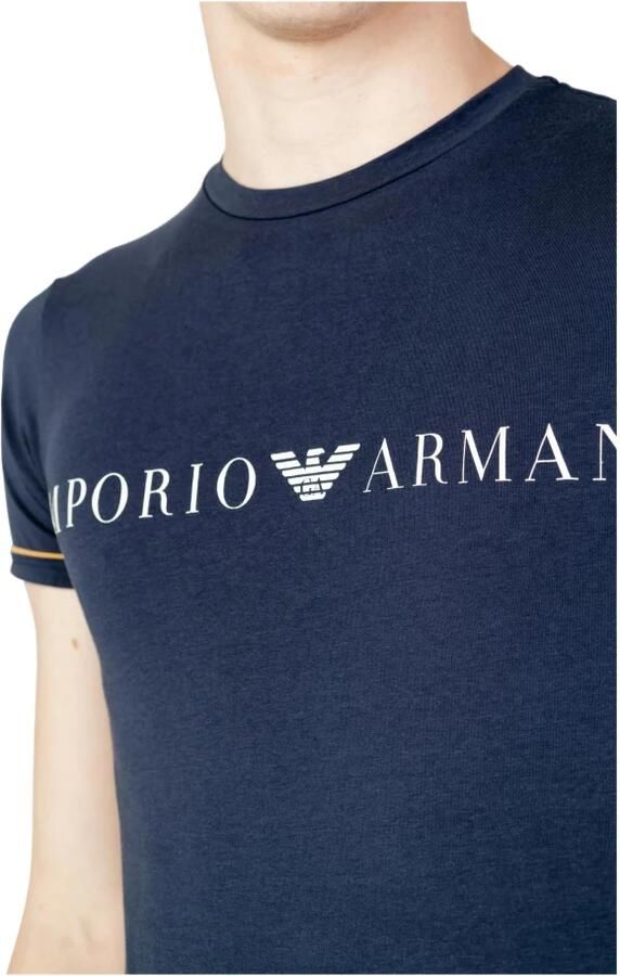 Emporio Armani Blauw Katoenen Heren T-Shirt Herfst Winter Blue Heren