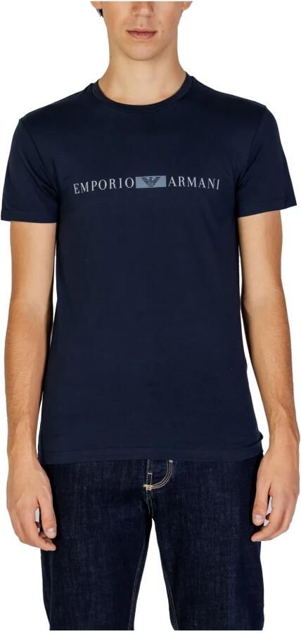 Emporio Armani Blauw Katoenen Heren T-Shirt Herfst Winter Blue Heren