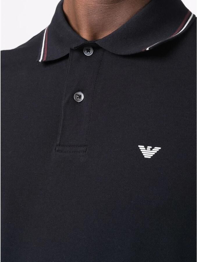 Emporio Armani Blauw Logo-Geborduurd Poloshirt Blue Heren