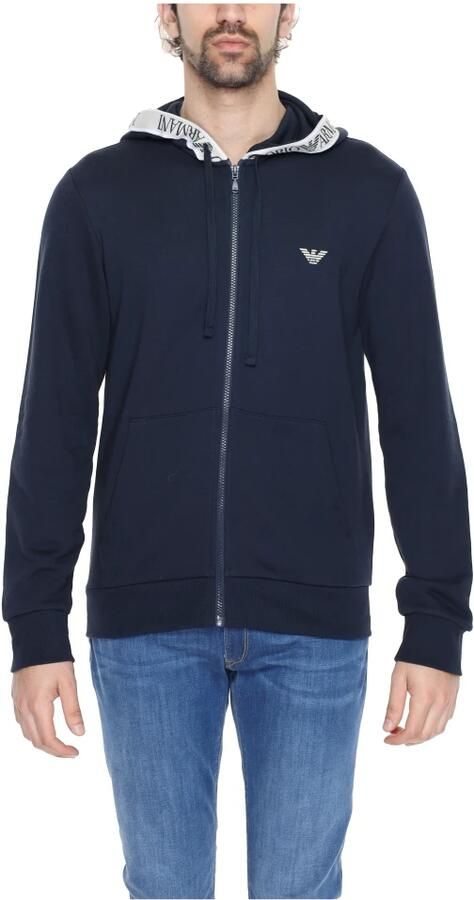 Emporio Armani Blauwe Bedrukte Hoodie met Rits Blue Heren - Foto 5