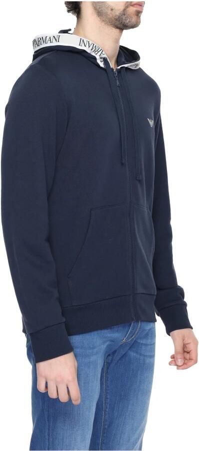 Emporio Armani Blauwe Bedrukte Hoodie met Rits Blue Heren - Foto 3