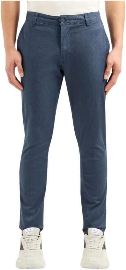 Armani Exchange Blauwe Katoen Elastaan Broek Ss24 Blue Heren - Foto 7