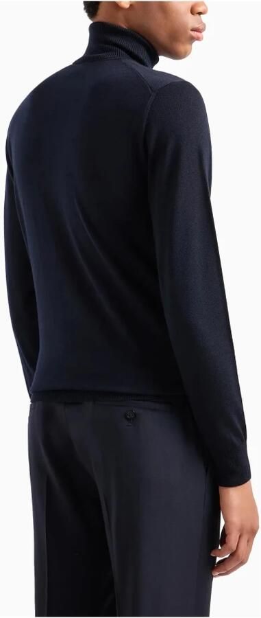 Emporio Armani Blauwe Gebreide Trui Logo Hoge Hals Lange Mouw Blue Heren - Foto 2