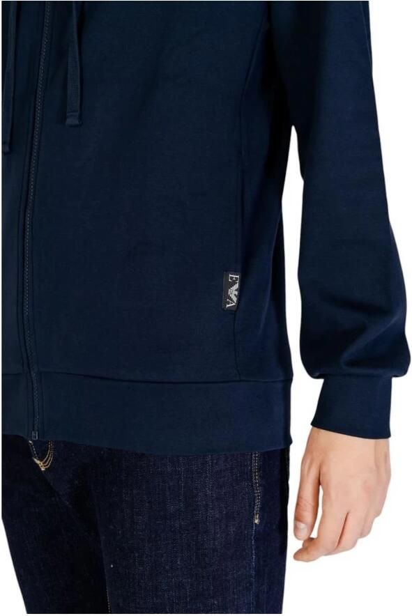 Emporio Armani Blauwe Hooded Rits Sweater Mannen Herfst Winter Blue Heren
