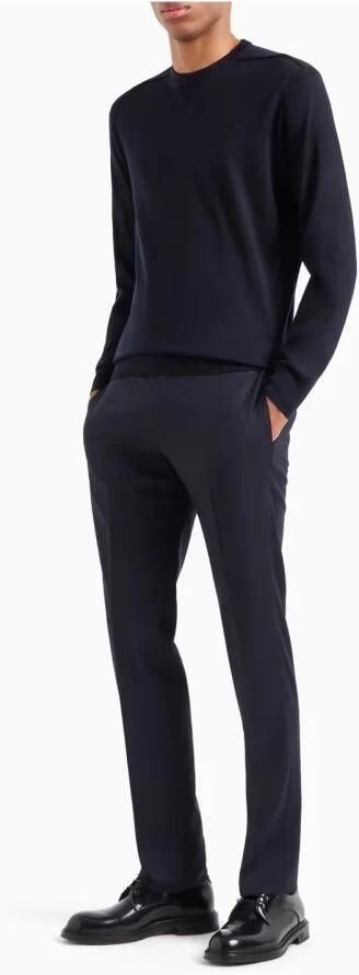 Emporio Armani Blauwe Sweaters met Geribbelde Manchetten en Kraag Blauw Heren - Foto 6