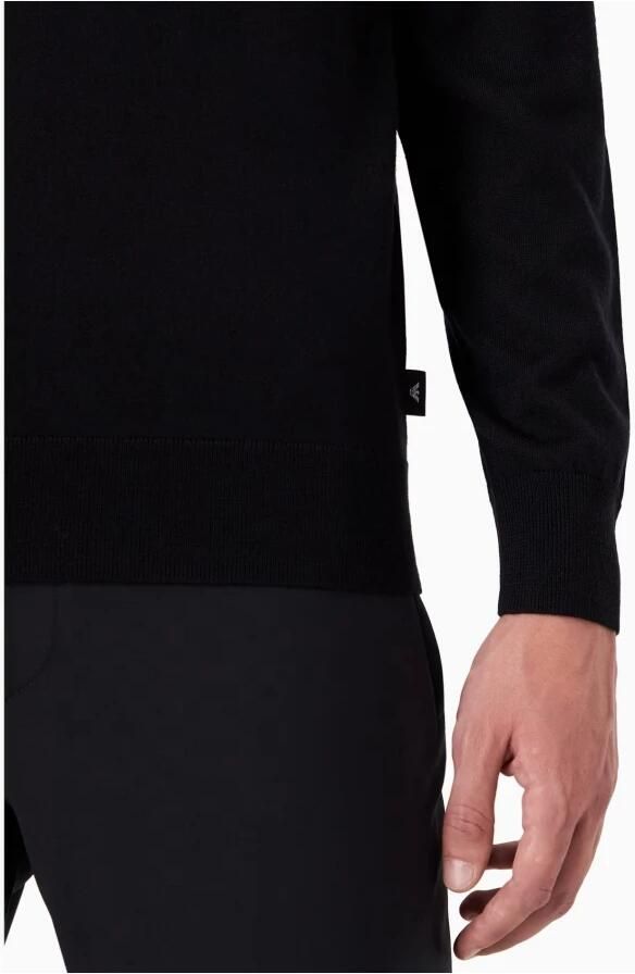 Emporio Armani Blauwe Sweaters met Geribbelde Manchetten en Kraag Blauw Heren - Foto 4