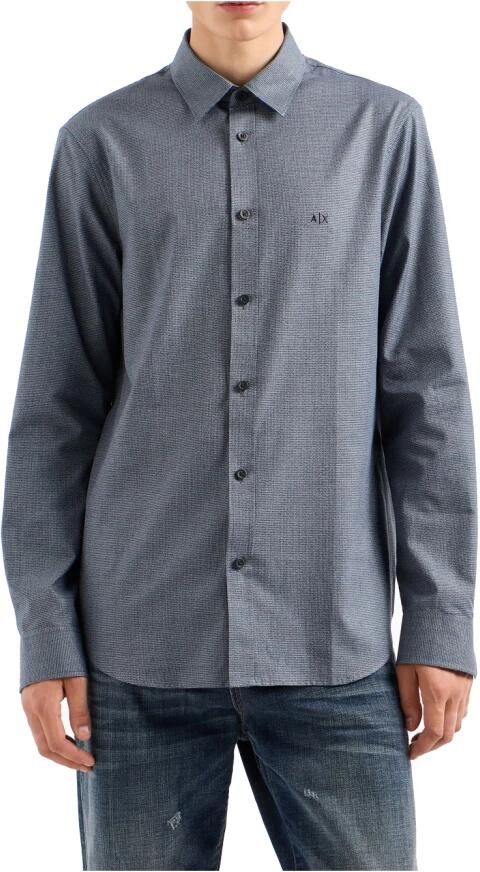 Emporio Armani Blauwe Microfantasia Logo Shirt Blue Heren - Foto 7