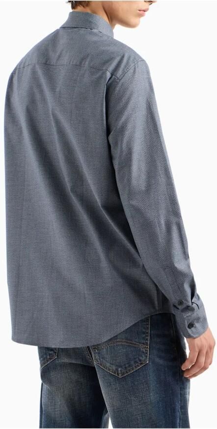 Emporio Armani Blauwe Microfantasia Logo Shirt Blue Heren - Foto 2