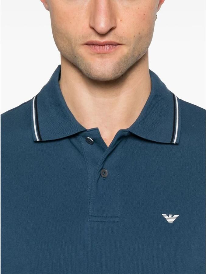 Emporio Armani Blauwe T-shirts en Polo's met Streepdetail Blue Heren