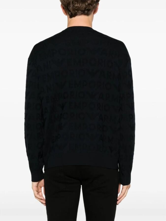 Emporio Armani Blauwe Navy Wollen Trui met Links Patroon Blue Heren - Foto 8