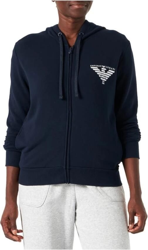 Emporio Armani Blauwe Zip Hoodie met Bedrukt Logo Blue Dames - Foto 3