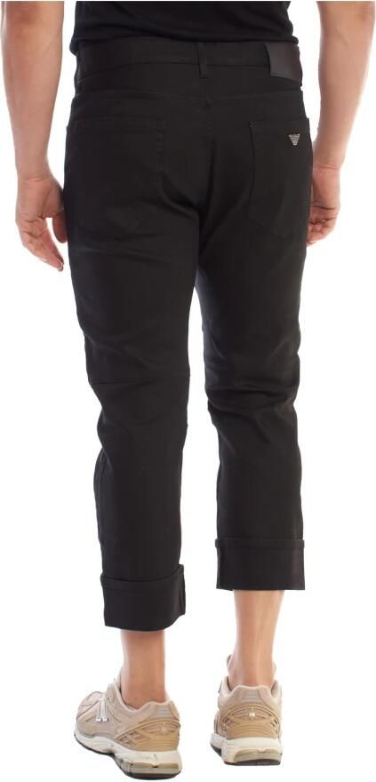 Emporio Armani Denim straight fit broek met omgeslagen zomen Black Heren - Foto 3