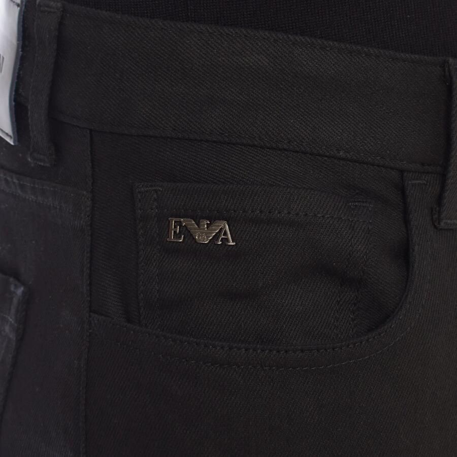 Emporio Armani Denim straight fit broek met omgeslagen zomen Black Heren