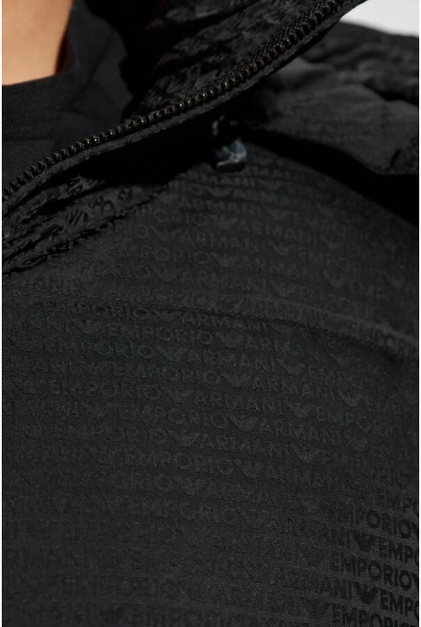 Emporio Armani Logo Patroon Donsjas met Afneembare Capuchon Black Heren - Foto 2