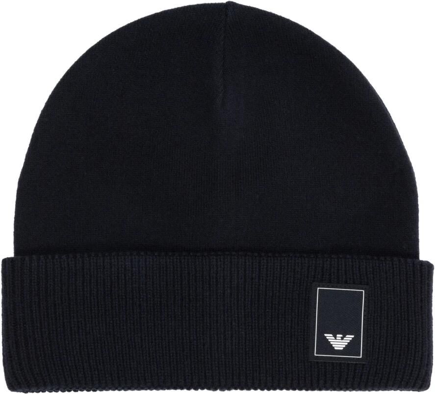 Emporio Armani Blauwe Wol Reis Essentieel met Stoffen Patch en Adelaar Logo Blue Heren