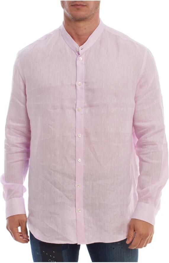 Emporio Armani Elegante linnen overhemd met lange mouwen Purple Heren - Foto 4