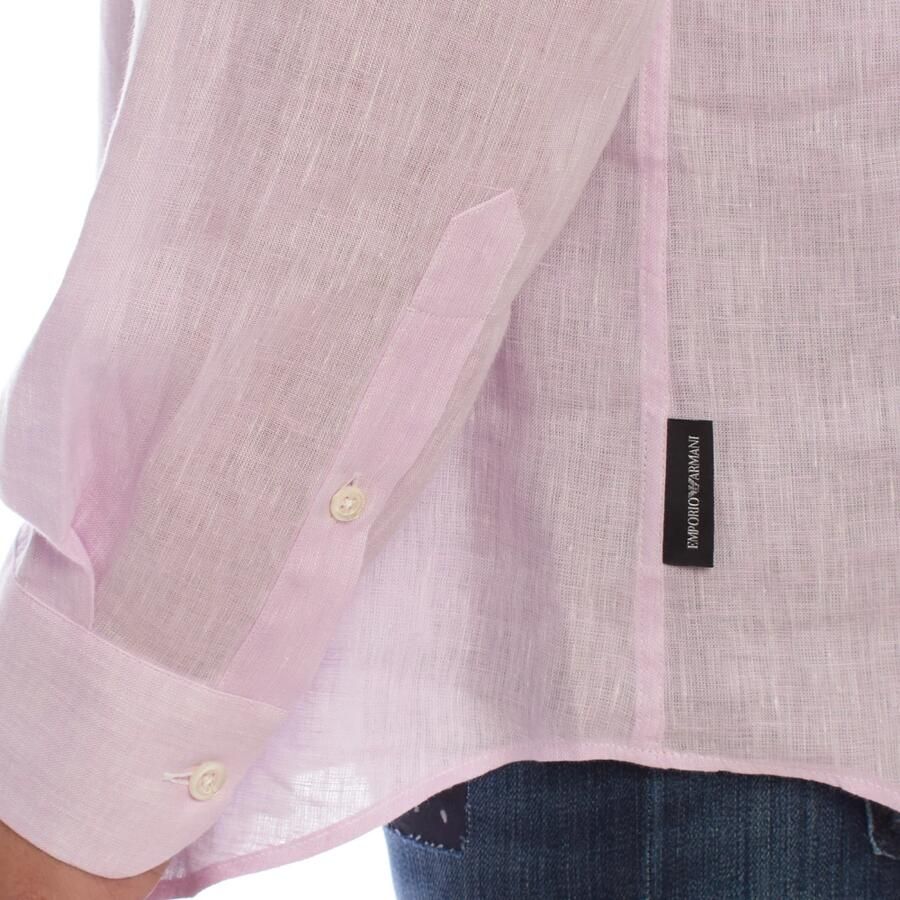 Emporio Armani Elegante linnen overhemd met lange mouwen Purple Heren - Foto 2