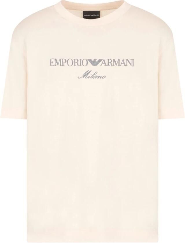 Emporio Armani Minimal Crewneck T-shirt Ivory Grey Logo White Heren - Foto 8