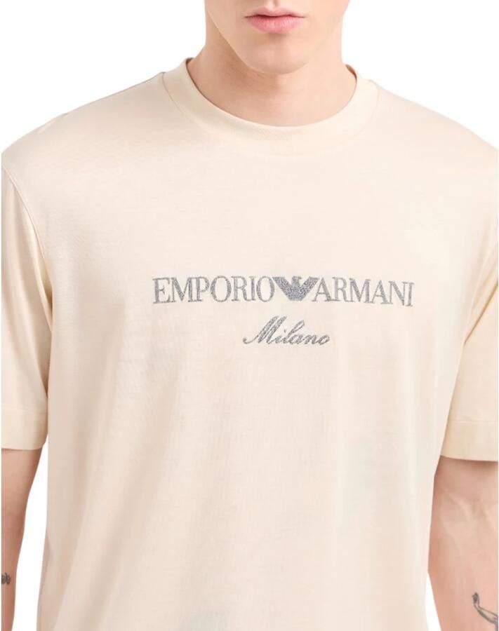 Emporio Armani Minimal Crewneck T-shirt Ivory Grey Logo White Heren - Foto 2