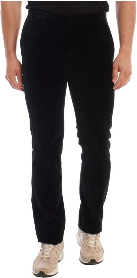 Emporio Armani Fluwelen broek voor verfijnde stijl Black Heren