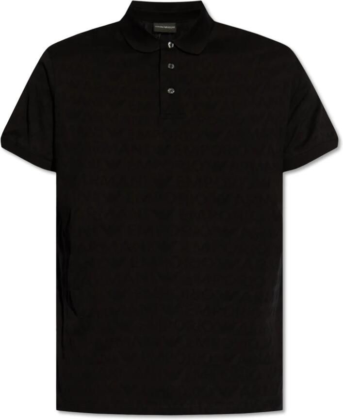 Emporio Armani Zwarte Jacquard Katoenen Poloshirt Black Heren - Foto 5