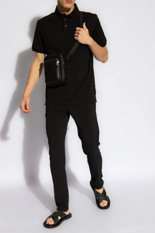 Emporio Armani Zwarte Jacquard Katoenen Poloshirt Black Heren - Foto 3