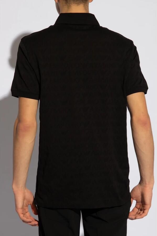 Emporio Armani Zwarte Jacquard Katoenen Poloshirt Black Heren - Foto 4