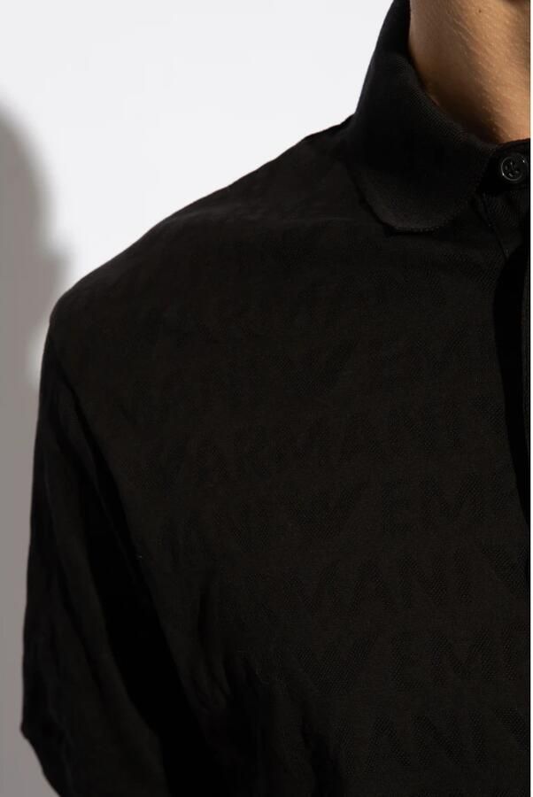 Emporio Armani Zwarte Jacquard Katoenen Poloshirt Black Heren - Foto 2