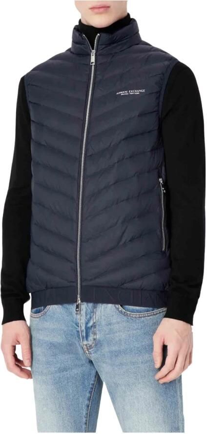 Armani Exchange Blauwe Mouwloze Gilet met Zakken Blue Heren - Foto 12